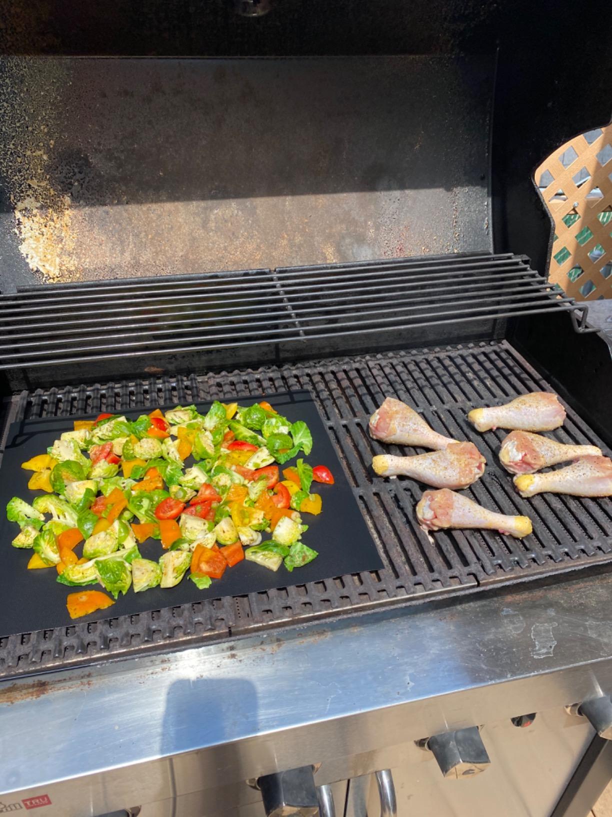 Grill Magic BBQ Grill Mat Set of 3-100% Nonstick Large Grilling Sheets - Heavy Duty Cooking Mats for Outdoor Grill Charcoal, Gas or Electric - Reusable, Extra Thick and Easy to Clean - 15.75 x 13 - Customer Photo 1
