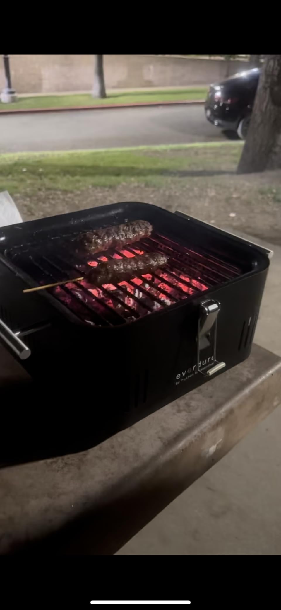 Everdure CUBE Portable Charcoal Grill, Tabletop BBQ, Perfect Tailgate, Beach, Patio, or Camping Grill, Lightweight & Compact Small Grill with Preparation Board & Food Storage Tray, Graphite - Customer Photo 1