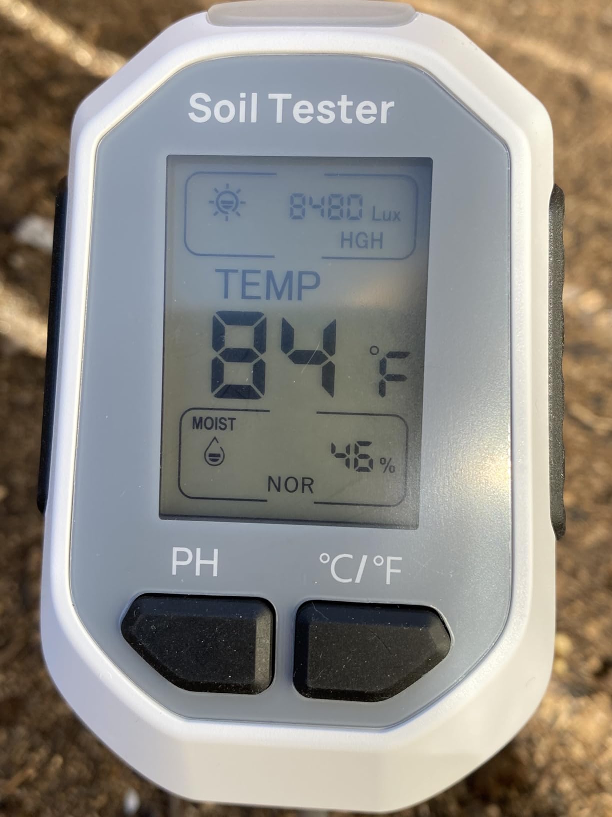 YAMRON 4-in-1 Soil Moisture Meter, Digital Plant Temperature/Soil Moisture Test & PH Meter/Sunlight Intensity, Backlight LCD Display for Gardening, Farming and Outdoor Plants - Customer Photo 2
